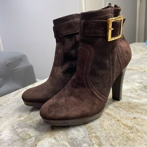 Tory Burch Brown Suede Melrose Platform Ankle Brown Boots Women's 5.5 M